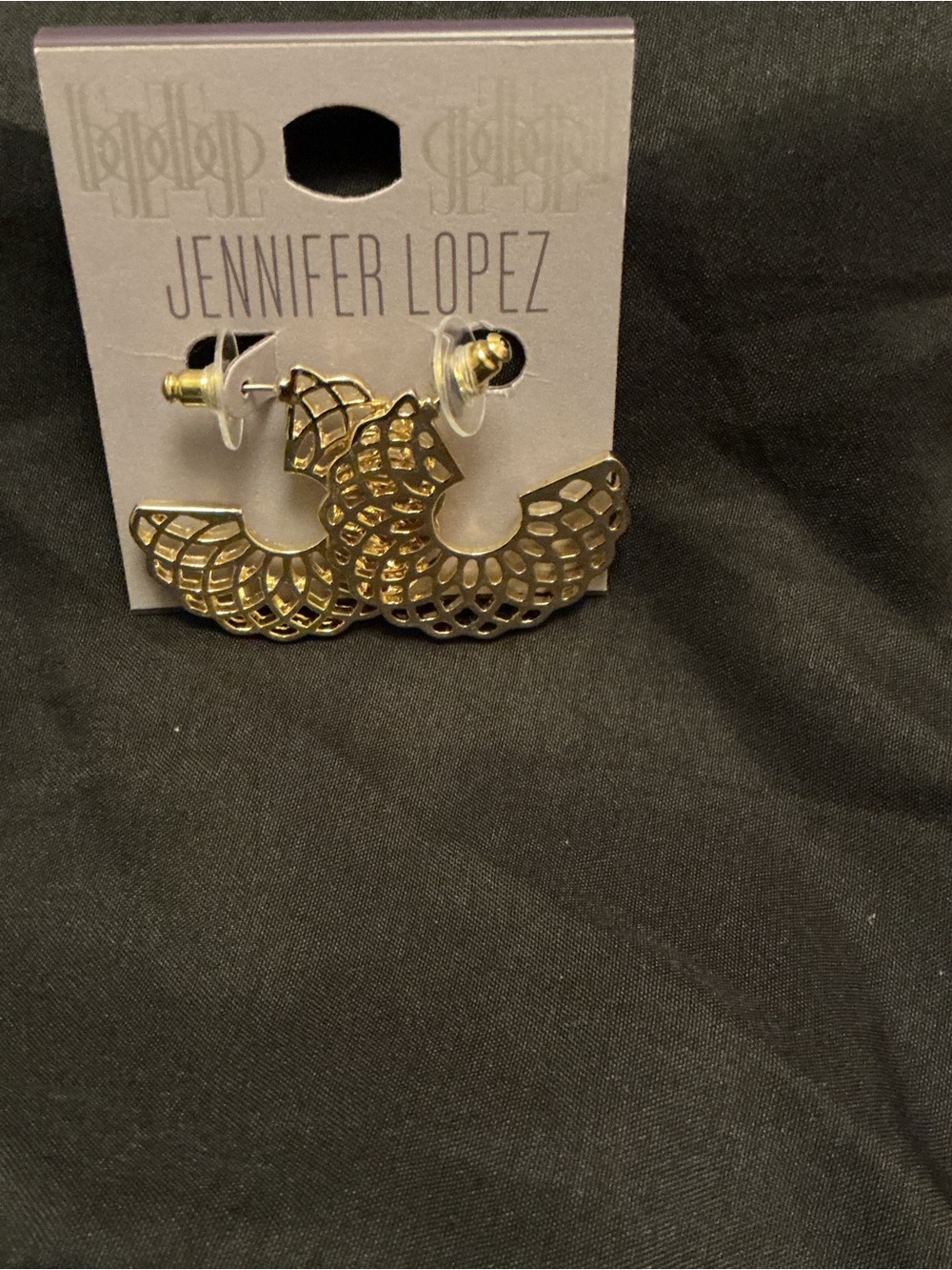 Jennifer Lopez Gold Openwork Winged Stud Earrings